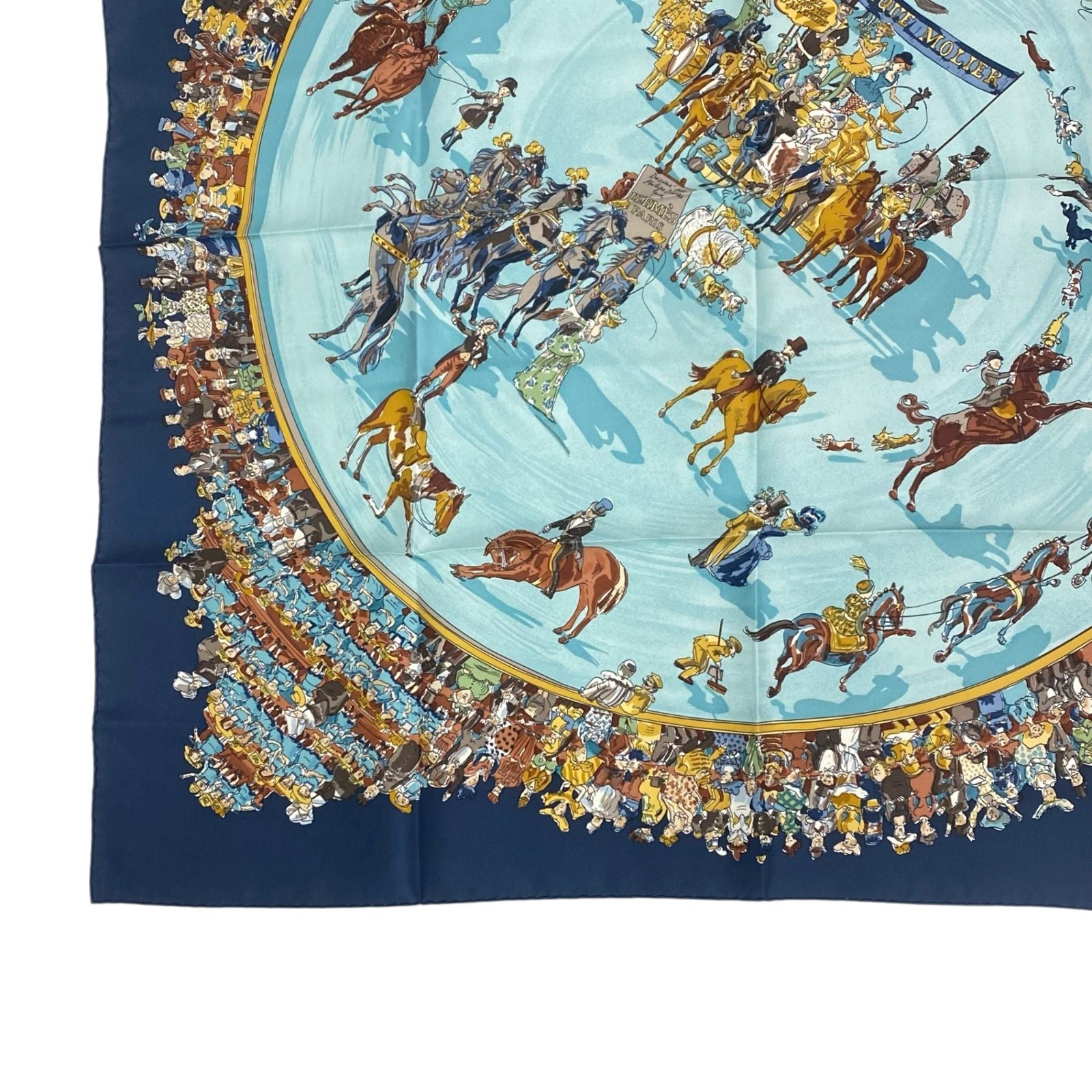 Hermes Carre 90 Cirque Molier Scarf Silk Navy — view 5