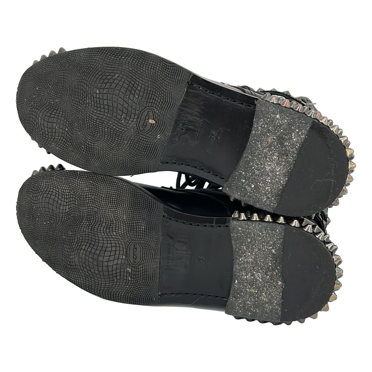 Saint Laurent Paris Era Leather Studded High Top Boots Black 38 — view 5