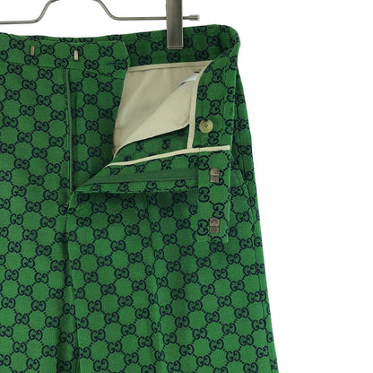 Gucci GG Jacquard All Over Print Flare Pants 46 Green Navy — view 4