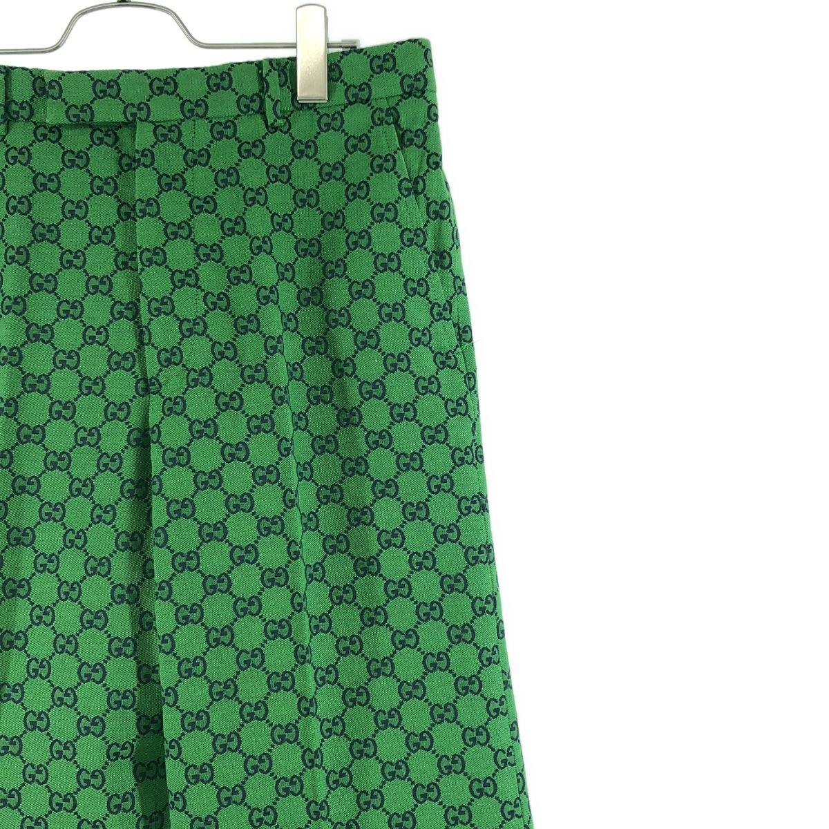 Gucci GG Jacquard All Over Print Flare Pants 46 Green Navy — view 2