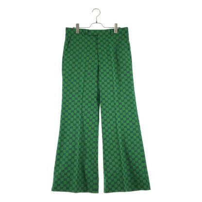 Gucci GG Jacquard All Over Print Flare Pants 46 Green Navy