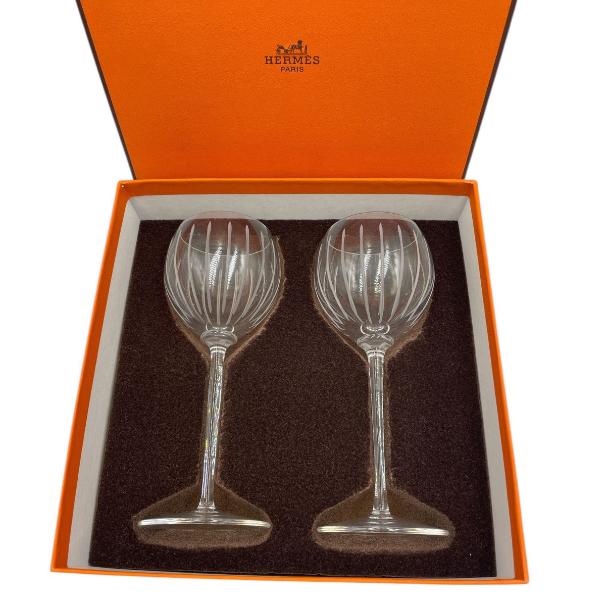 Hermes Wine Glass Fanfare Pair 2 Items