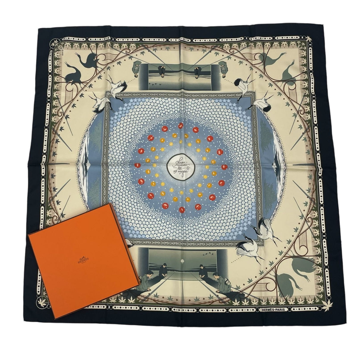 Hermes Carre 90 Chaque Rencontre Est Unique Ichi Era Ichie Scarf Kacho Fugetsu