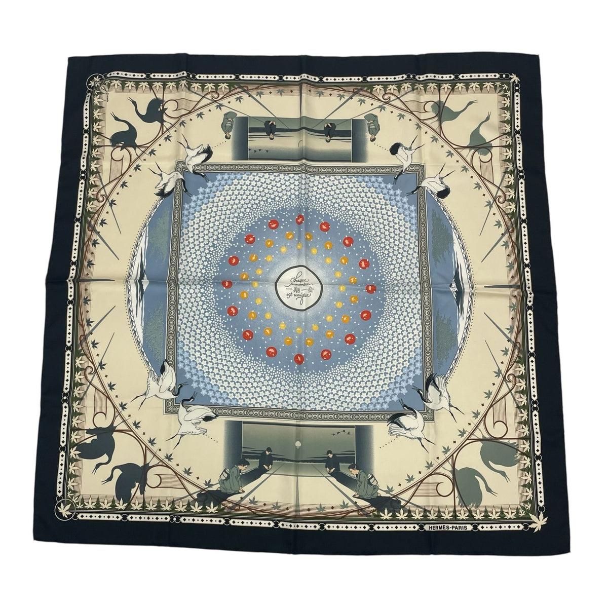 Hermes Carre 90 Chaque Rencontre Est Unique Ichi Era Ichie Scarf Kacho Fugetsu — view 2