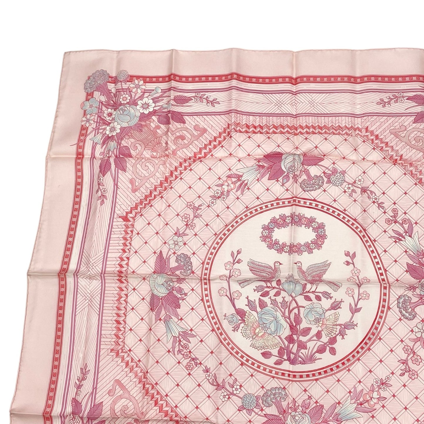 Hermes Carre 90 Jeux de Paille Silk Scarf All Over Print Small Bird Butterfly — view 3
