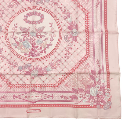 Hermes Carre 90 Jeux de Paille Silk Scarf All Over Print Small Bird Butterfly — view 6