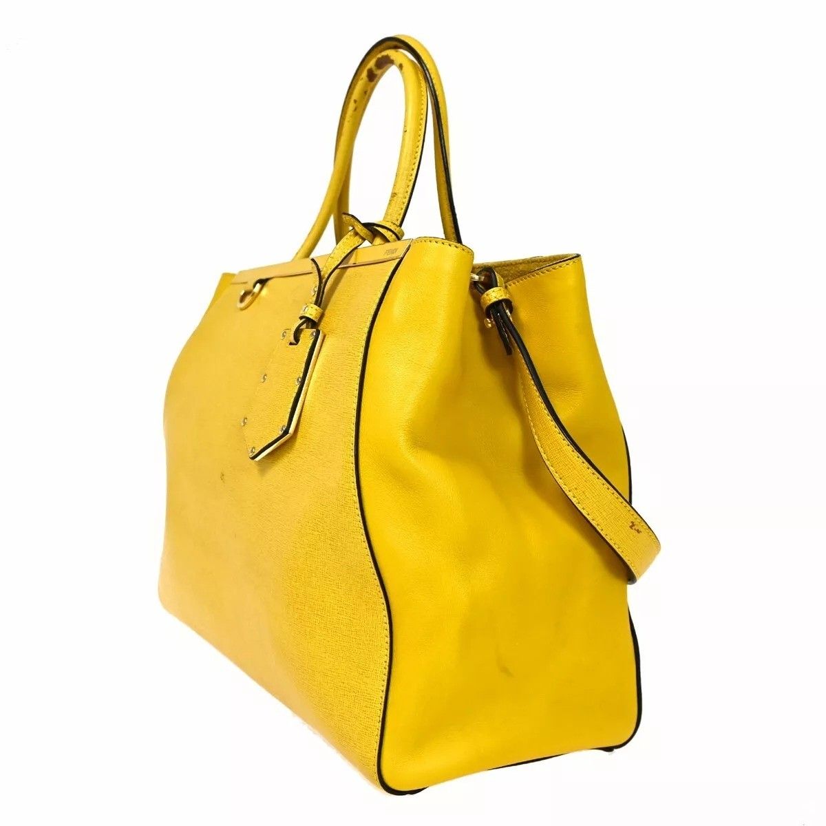 Fendi Toujour Shoulder Bag Yellow Leather — view 2