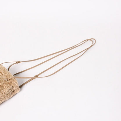 Miu Miu Sheepskin Drawstring Shoulder Bag Fleece Beige Gold — view 6