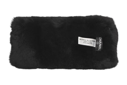 Chanel CC Logo Rabbit Arm Warmers Black White — view 2