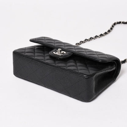 Chanel Quilted 23 Double Flap Chain Shoulder Bag Caviar Leather CC Logo Silver — view 7