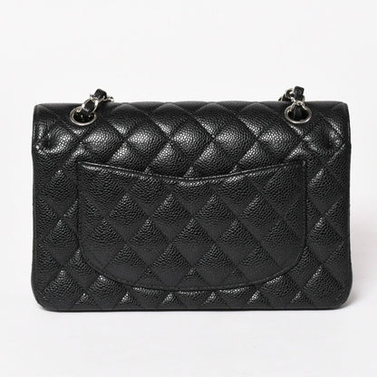Chanel Quilted 23 Double Flap Chain Shoulder Bag Caviar Leather CC Logo Silver — view 2