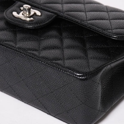 Chanel Quilted 23 Double Flap Chain Shoulder Bag Caviar Leather CC Logo Silver — view 8