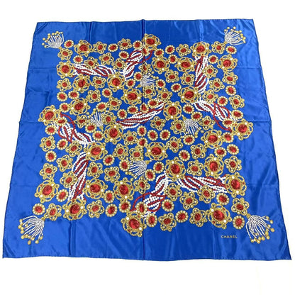 Chanel Super Large Silk Scarf Gem Pattern Multicolor