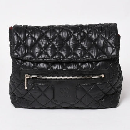 Chanel Coco Cocoon Backpack Leather Black Silver