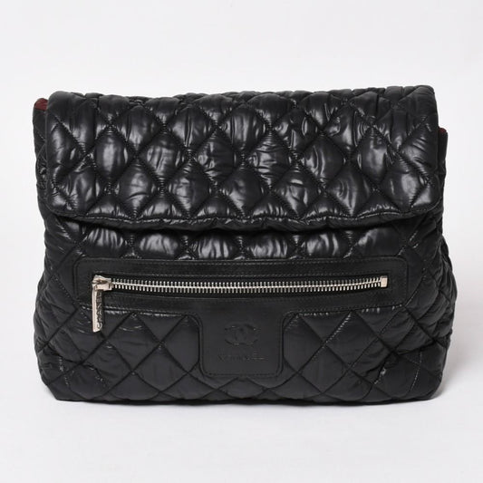Chanel Coco Cocoon Backpack Leather Black Silver