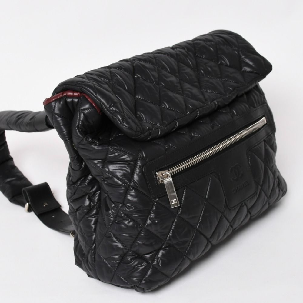 Chanel Coco Cocoon Backpack Leather Black Silver — view 3