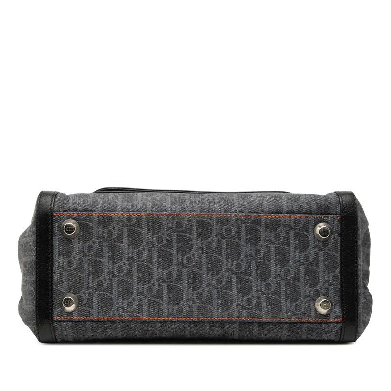 Dior Flight Line Trotter Handbag Gray Orange Denim Leather — view 3