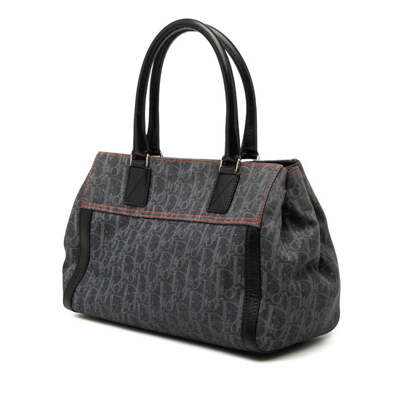 Dior Flight Line Trotter Handbag Gray Orange Denim Leather — view 2