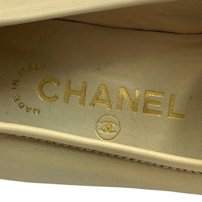 Chanel Loafers Shoes Leather CC Logo Beige — view 8