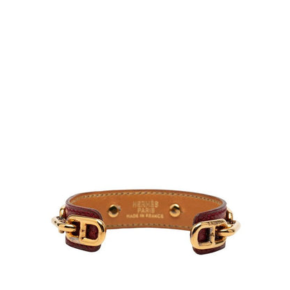 Hermes Chaine D'Ancre Bangle Gold Red Plated Leather Bracelet — view 3