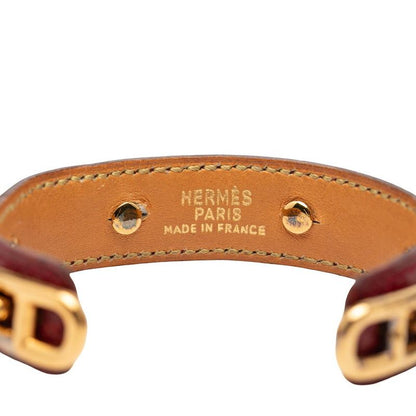 Hermes Chaine D'Ancre Bangle Gold Red Plated Leather Bracelet — view 4