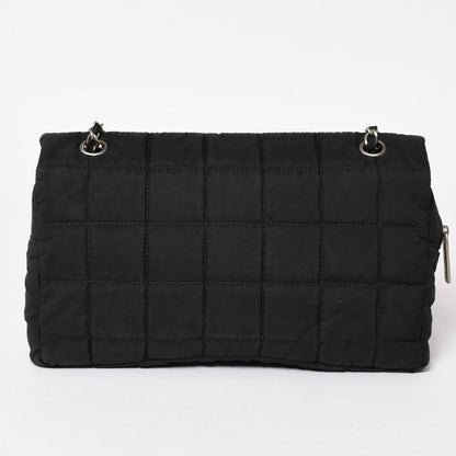Chanel Quilted Choco Bar Shoulder Bag CC Logo Nylon Black Silver — view 2