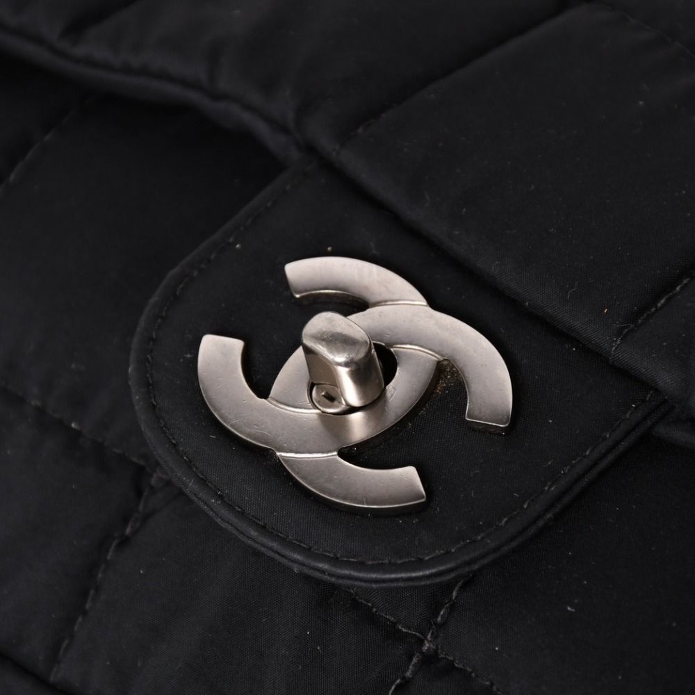 Chanel Quilted Choco Bar Shoulder Bag CC Logo Nylon Black Silver — view 4