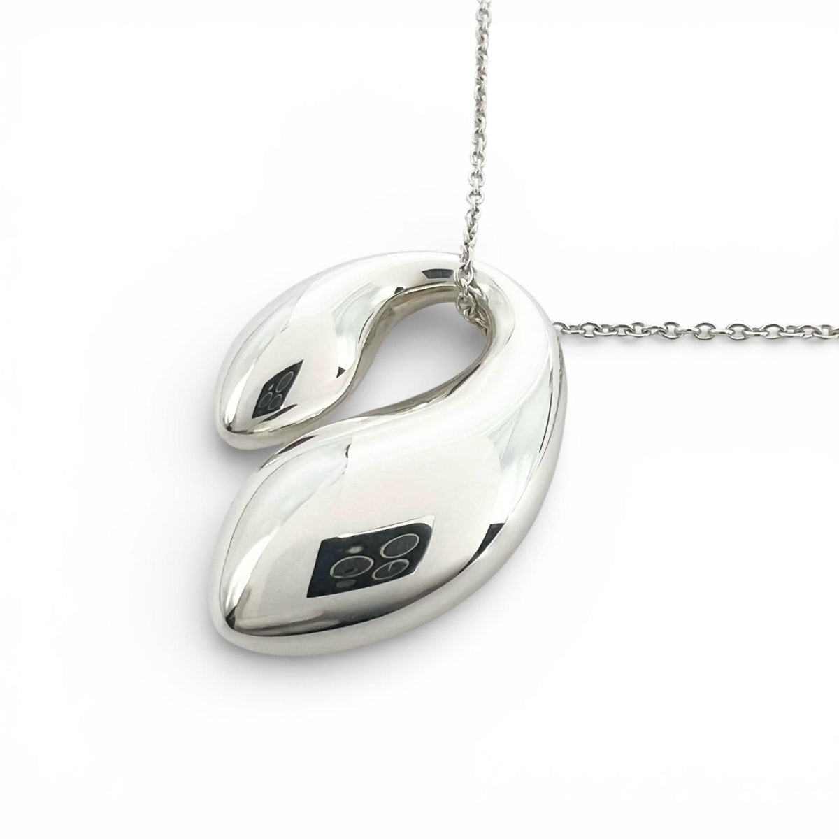 Tiffany & Co Elsa Peretti Necklace 925 Sterling Silver Double Teardrop — view 2