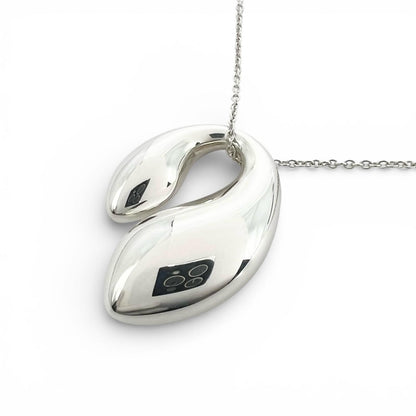 Tiffany & Co Elsa Peretti Necklace 925 Sterling Silver Double Teardrop — view 2