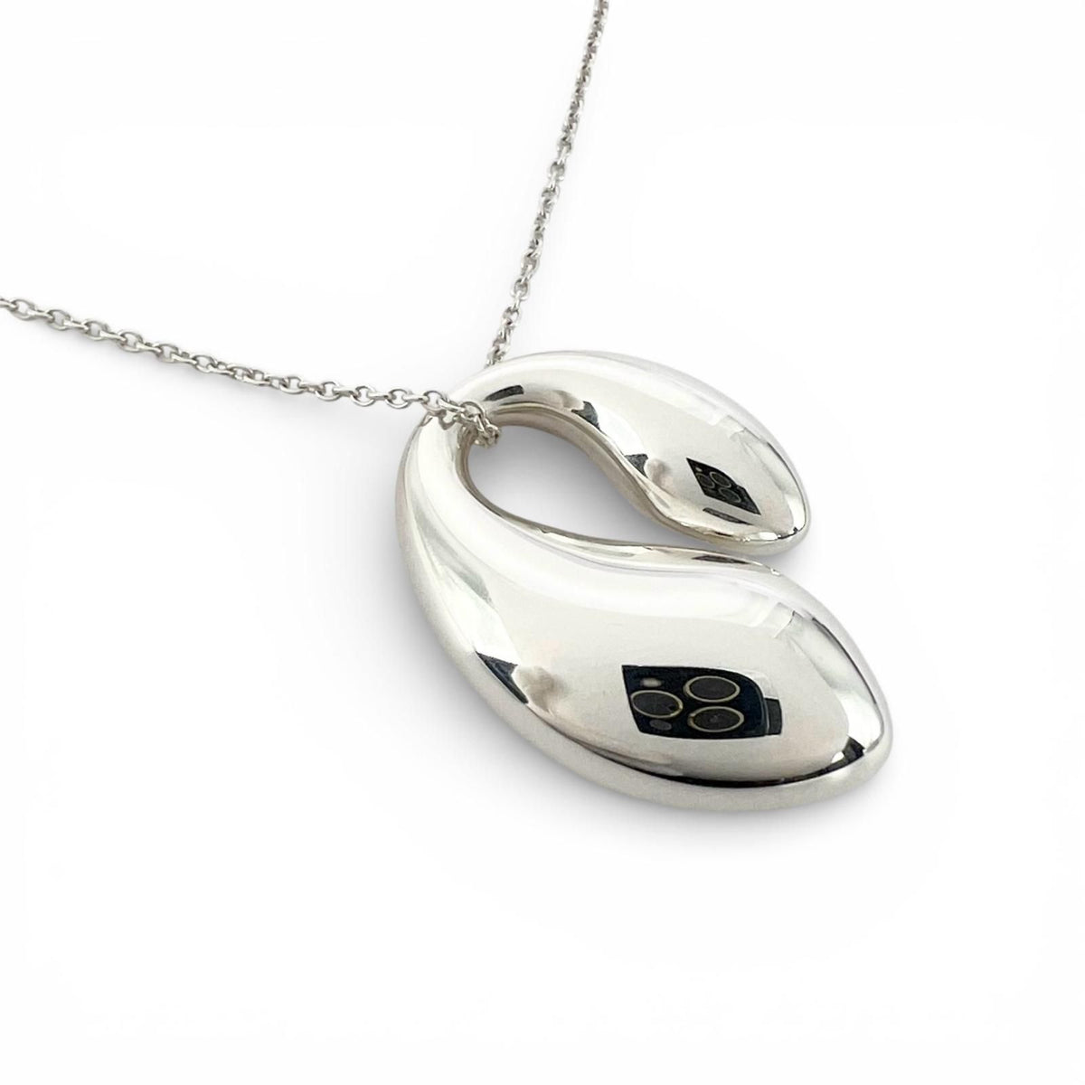 Tiffany & Co Elsa Peretti Necklace 925 Sterling Silver Double Teardrop