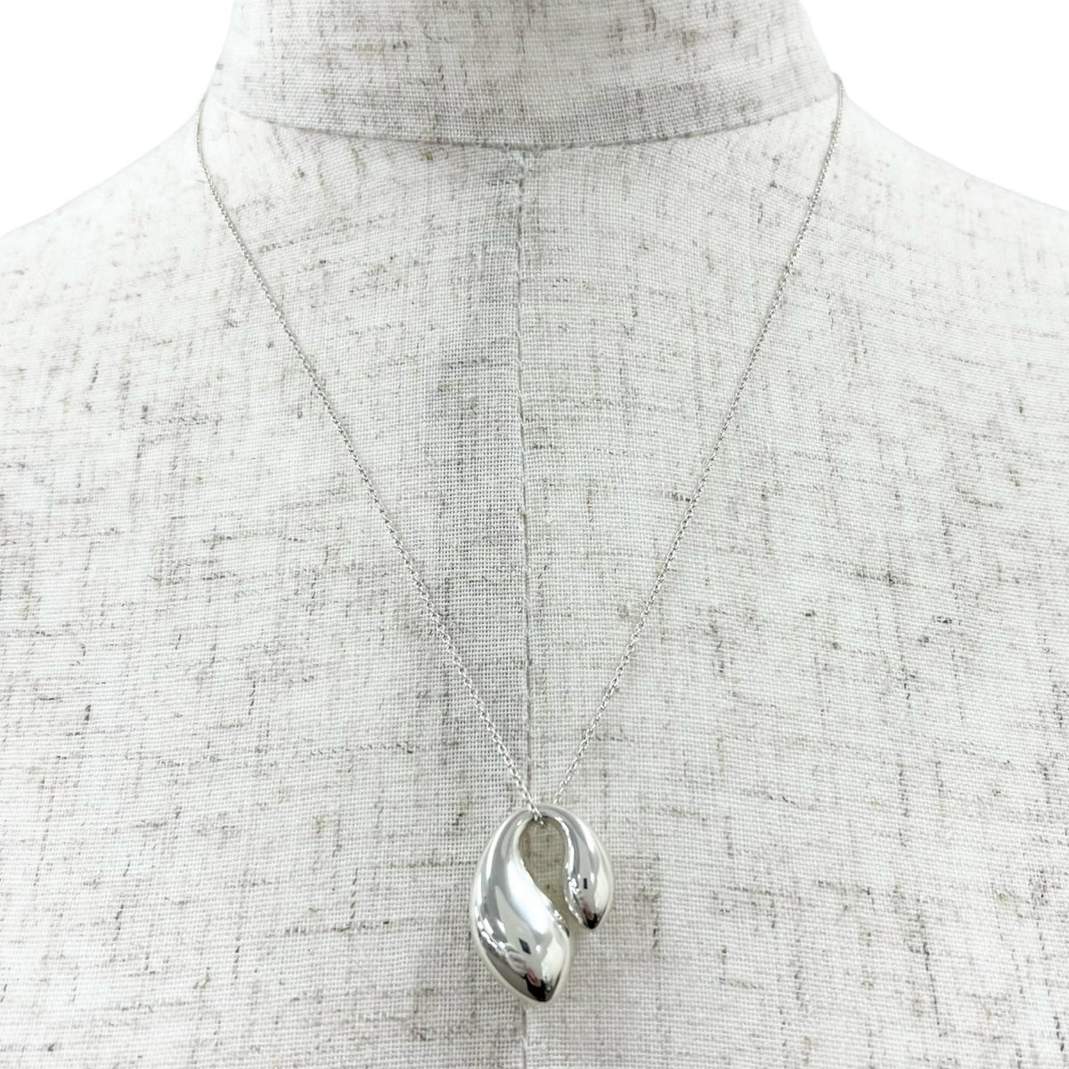 Tiffany & Co Elsa Peretti Necklace 925 Sterling Silver Double Teardrop — view 3
