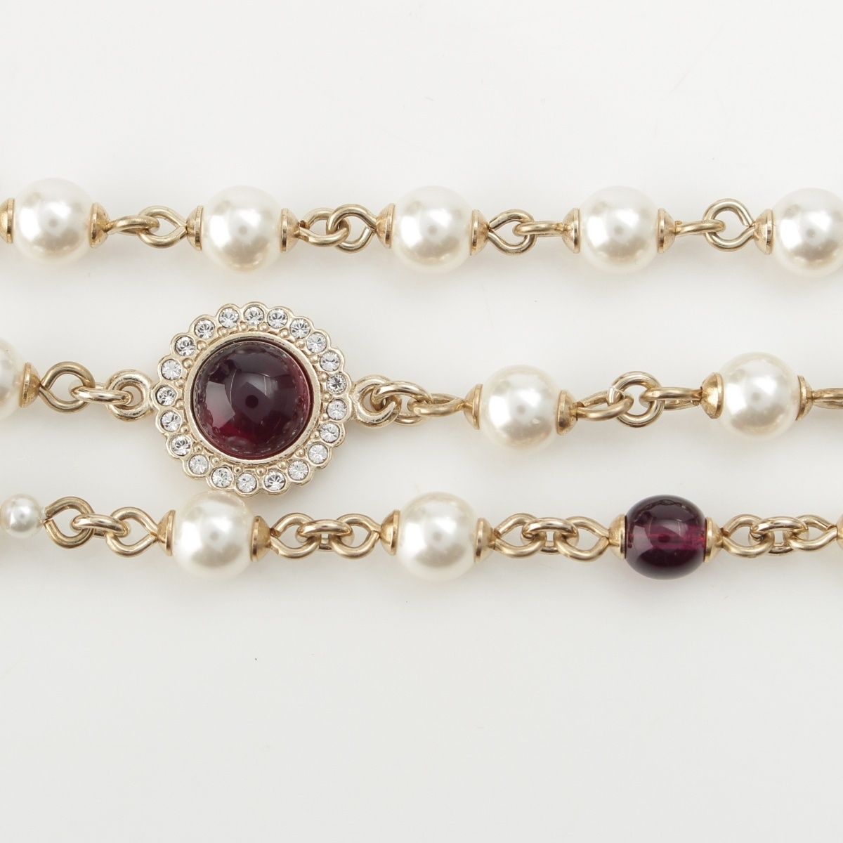 Chanel Pearl CC Logo Chain Belt 332 333 Set Gold — view 3