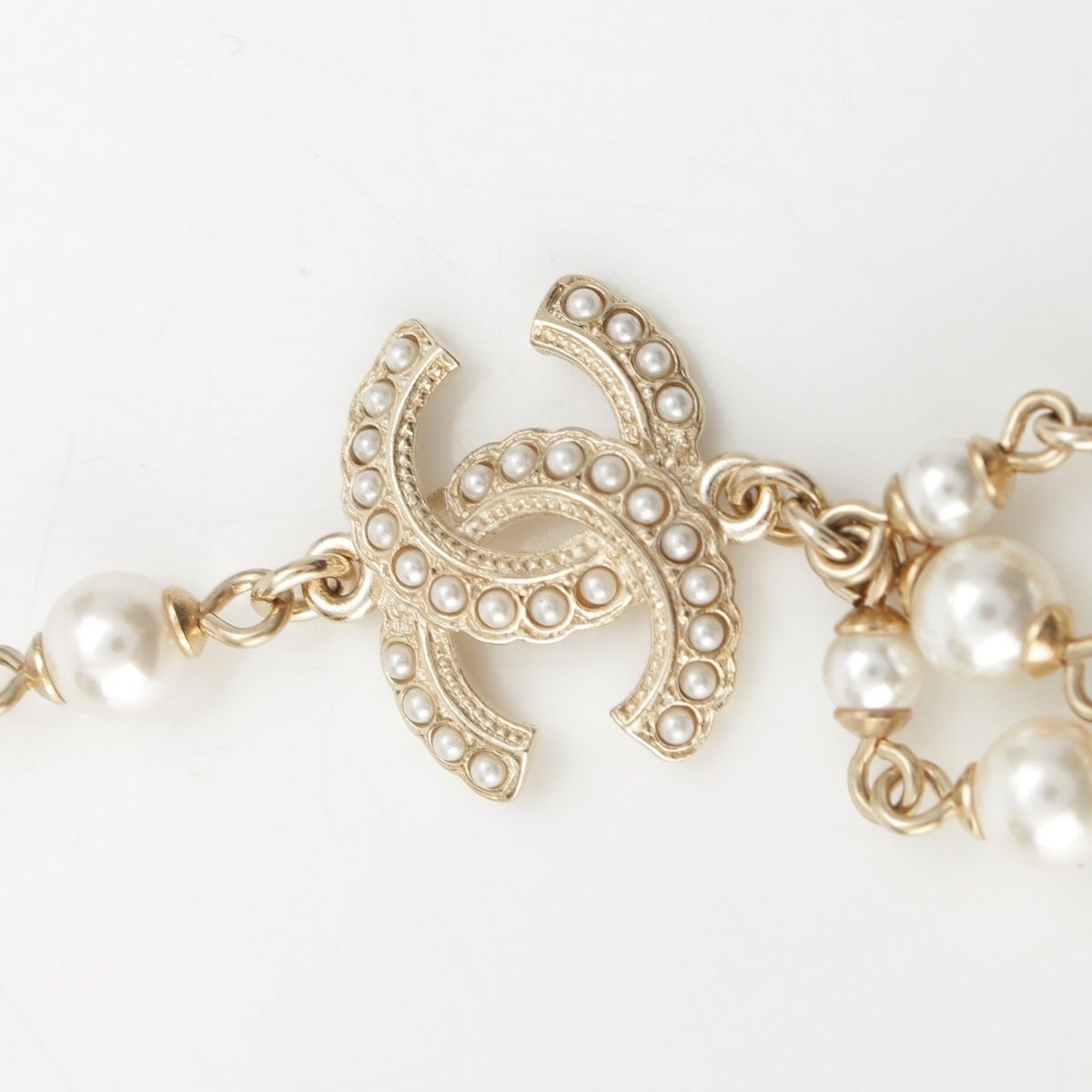Chanel Pearl CC Logo Chain Belt 332 333 Set Gold — view 4