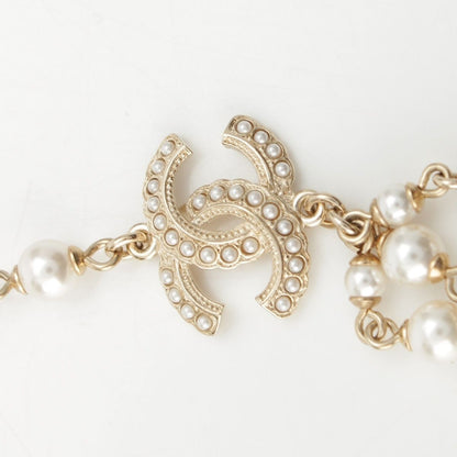 Chanel Pearl CC Logo Chain Belt 332 333 Set Gold — view 4
