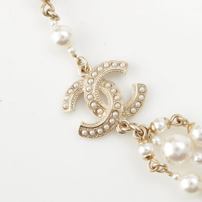 Chanel Pearl CC Logo Chain Belt 332 333 Set Gold — view 2