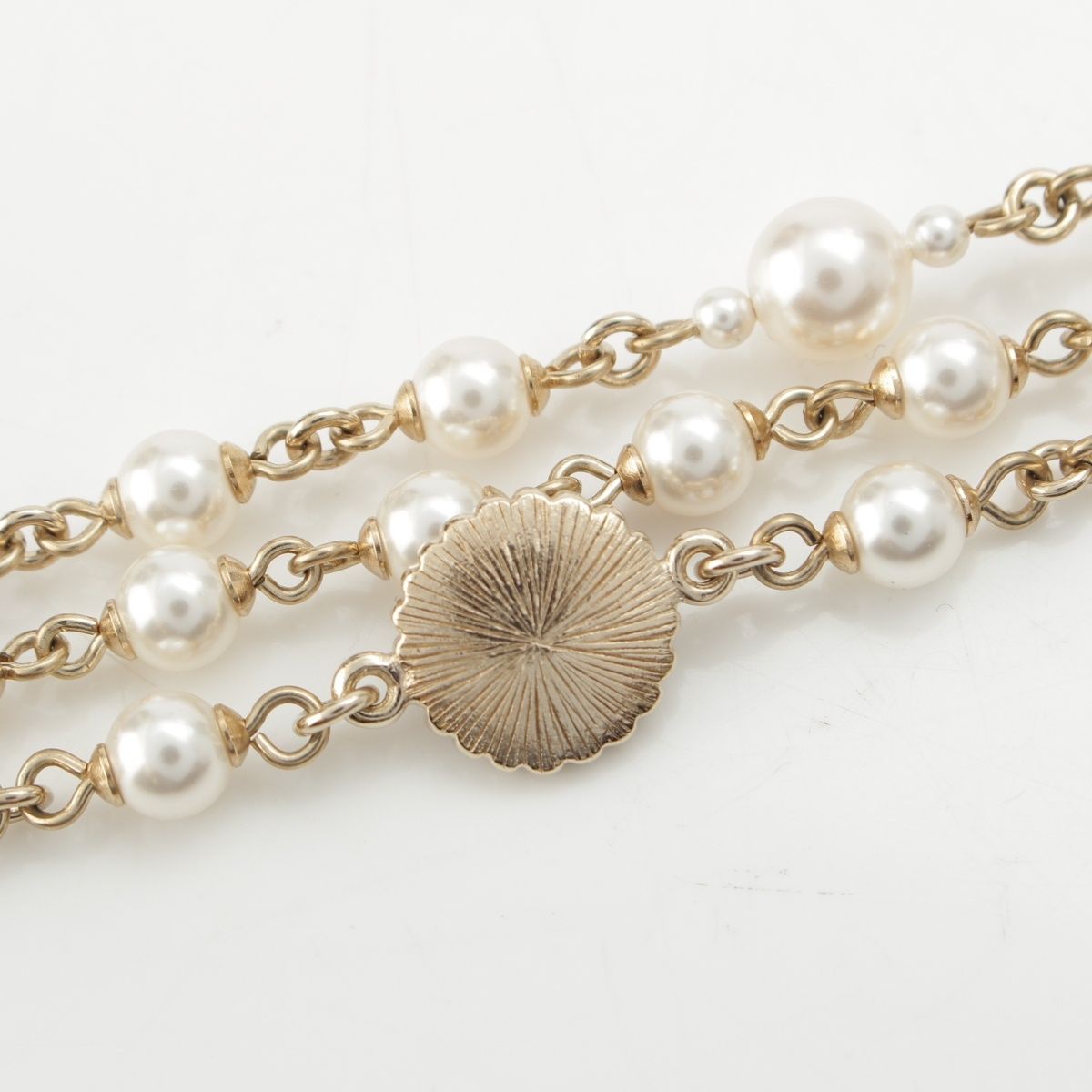 Chanel Pearl CC Logo Chain Belt 332 333 Set Gold — view 8
