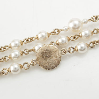 Chanel Pearl CC Logo Chain Belt 332 333 Set Gold — view 8