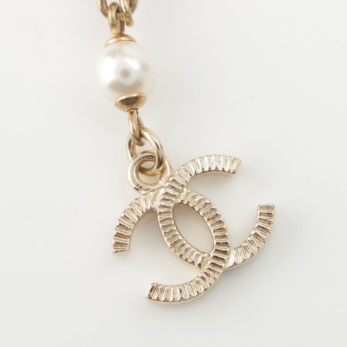 Chanel Pearl CC Logo Chain Belt 332 333 Set Gold — view 5