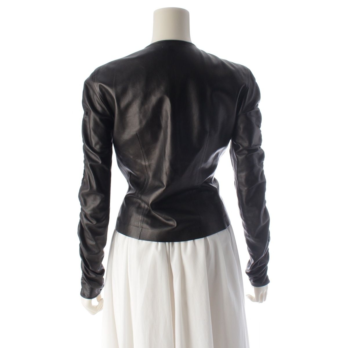Gucci Vintage Leather Collarless Jacket Black 38 — view 4
