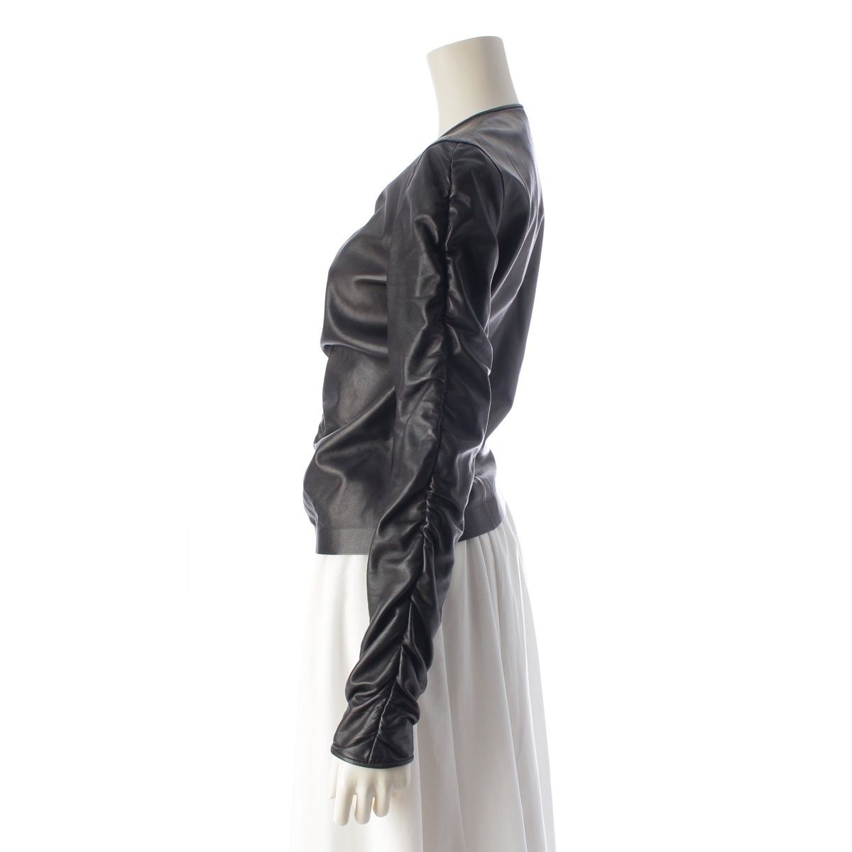 Gucci Vintage Leather Collarless Jacket Black 38 — view 3