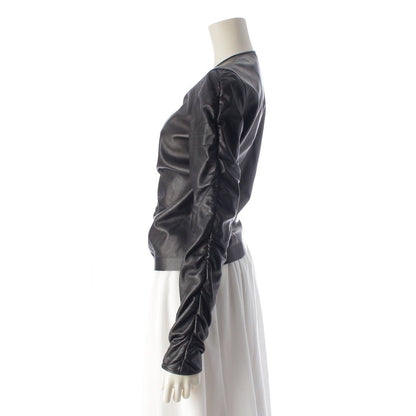 Gucci Vintage Leather Collarless Jacket Black 38 — view 3