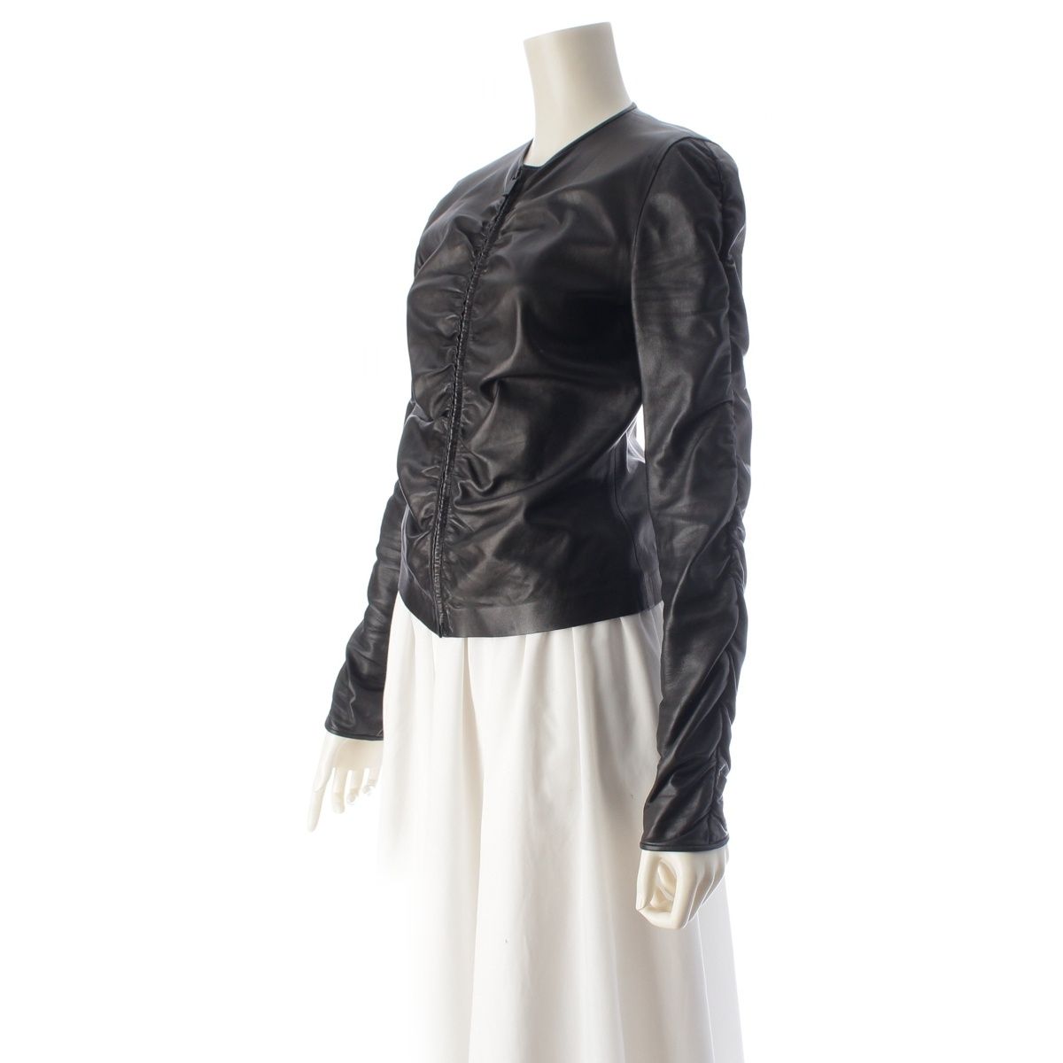 Gucci Vintage Leather Collarless Jacket Black 38 — view 2