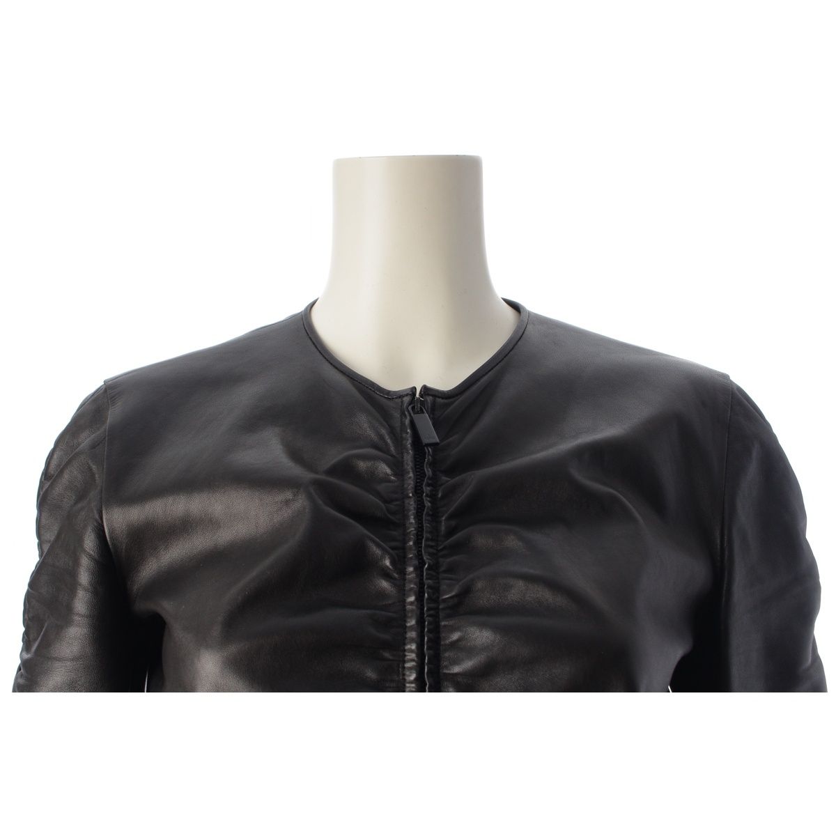 Gucci Vintage Leather Collarless Jacket Black 38 — view 5