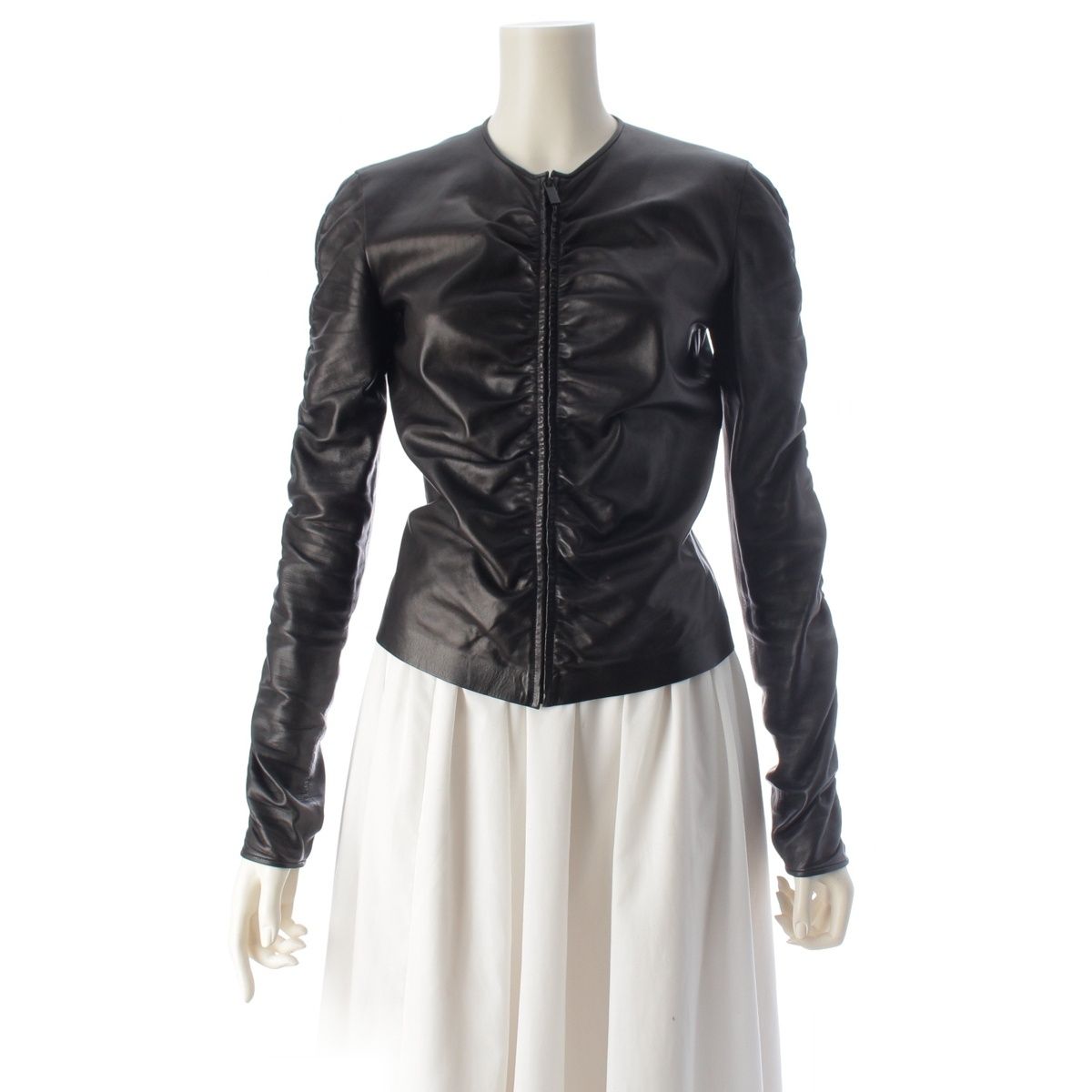 Gucci Vintage Leather Collarless Jacket Black 38