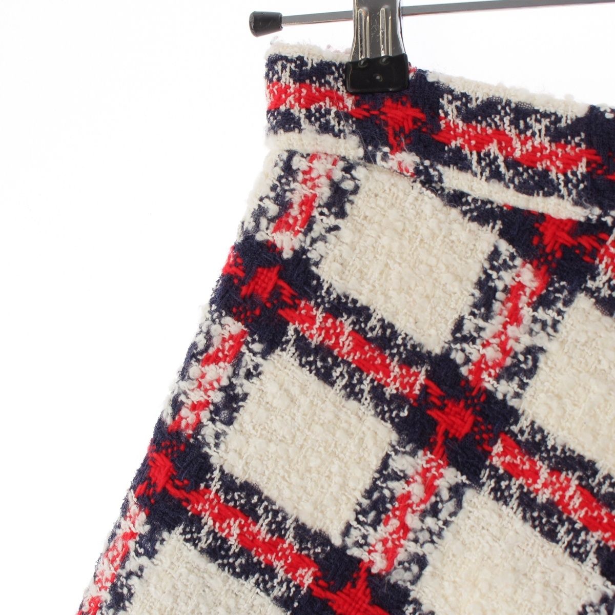 Gucci Nylon and Cotton Checkered Skirt White 40 — view 4