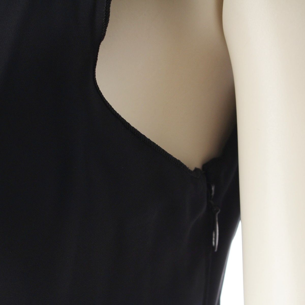 Prada le Yon Silk Sleeveless Waist Sheer Panel Pleated Dress Top Navy Dark — view 7