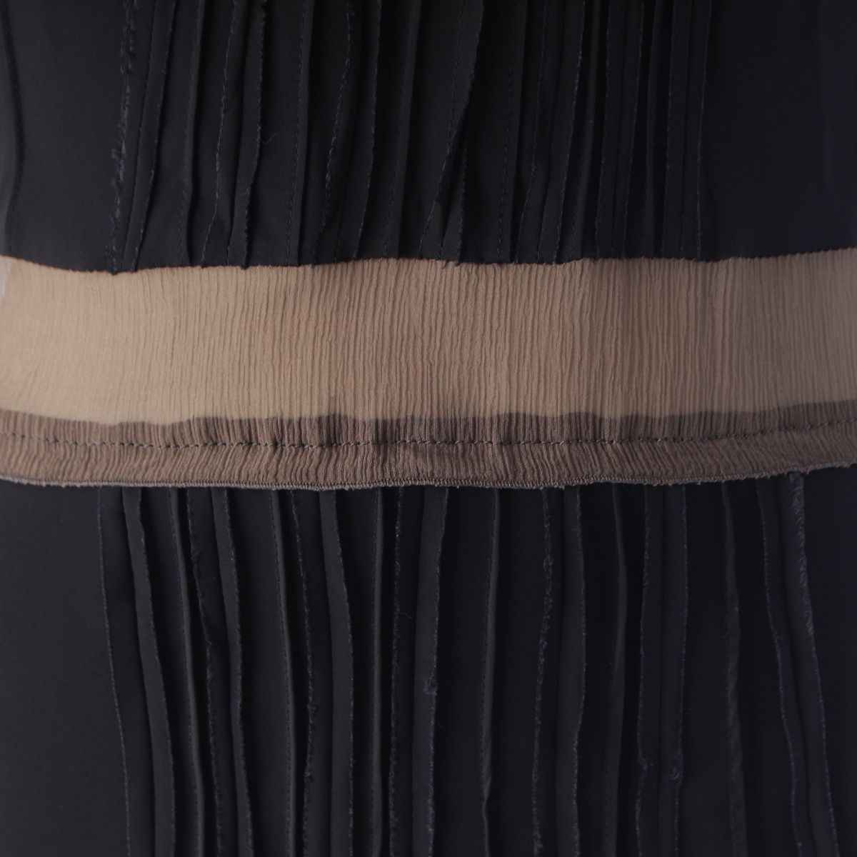 Prada le Yon Silk Sleeveless Waist Sheer Panel Pleated Dress Top Navy Dark — view 8