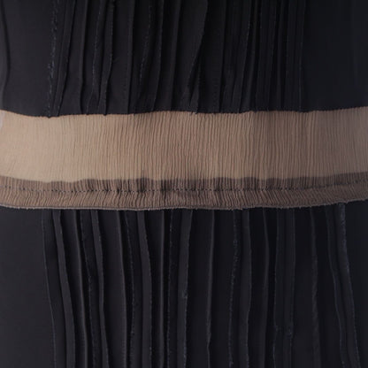 Prada le Yon Silk Sleeveless Waist Sheer Panel Pleated Dress Top Navy Dark — view 8