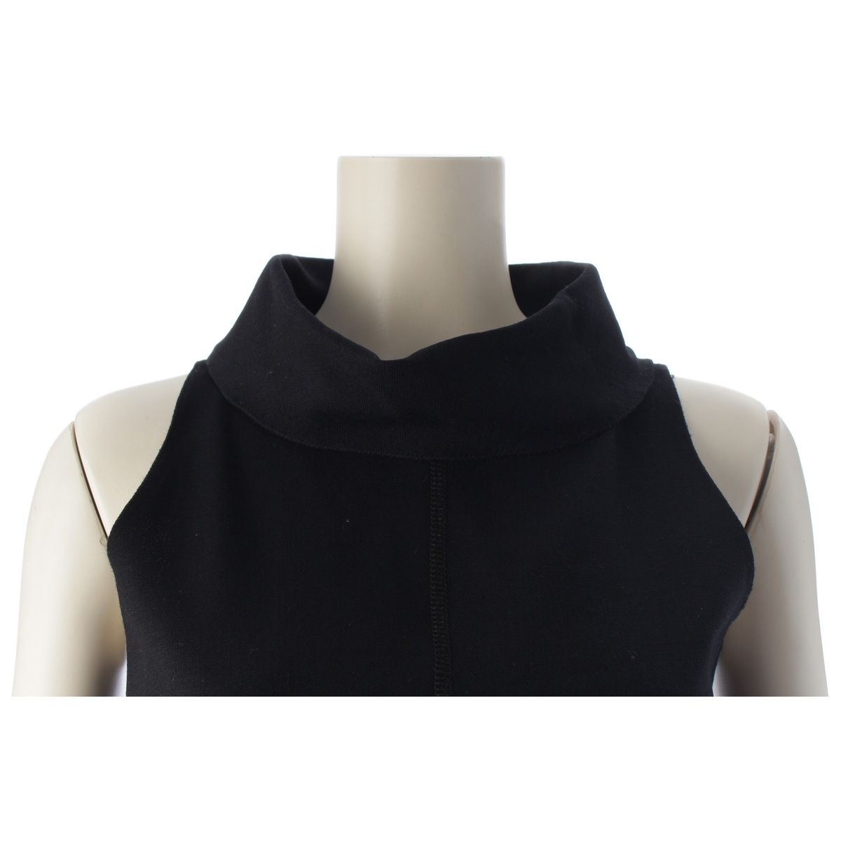 Prada Virgin Wool Roll Neck Sleeveless Dress Top Black 36 — view 5