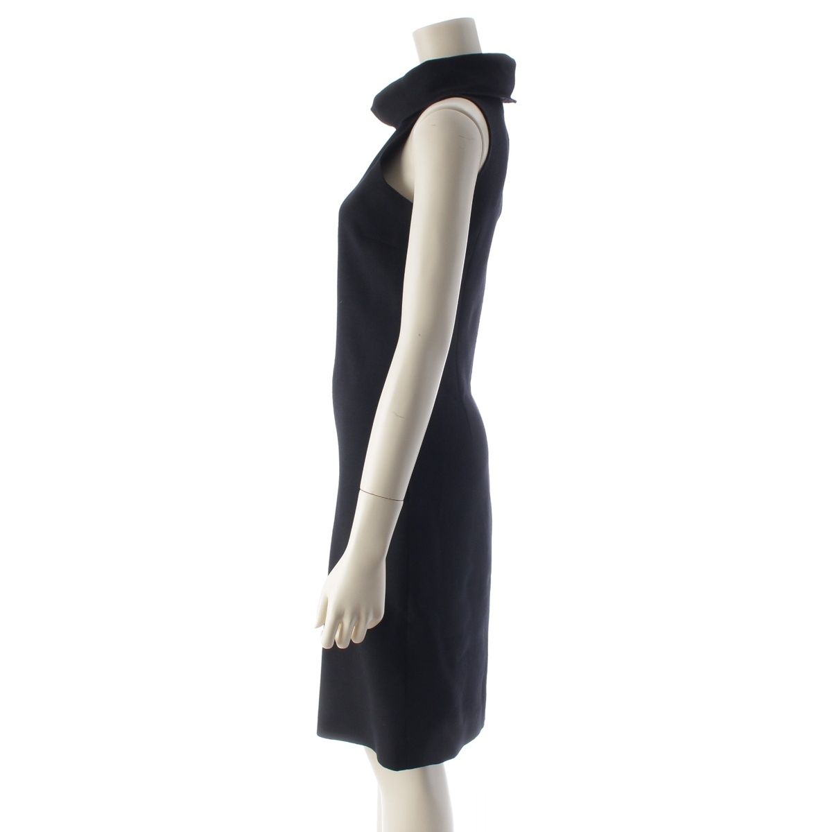 Prada Virgin Wool Roll Neck Sleeveless Dress Top Black 36 — view 3
